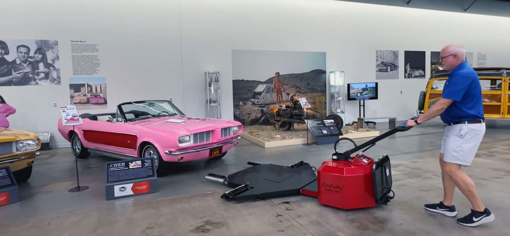 CarCaddy Vehicle Puller being used as a vehicle mover for a custom 1968 Ford Mustang Convertable.